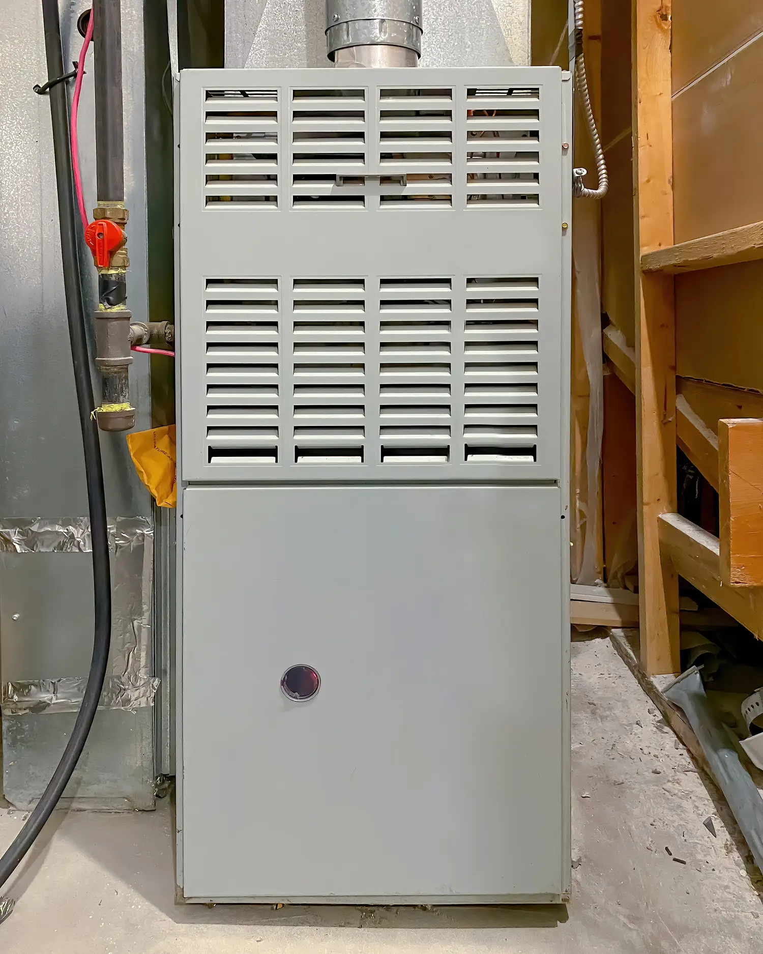 A Gas furnace Furnace. Concept: Furnace repairs.